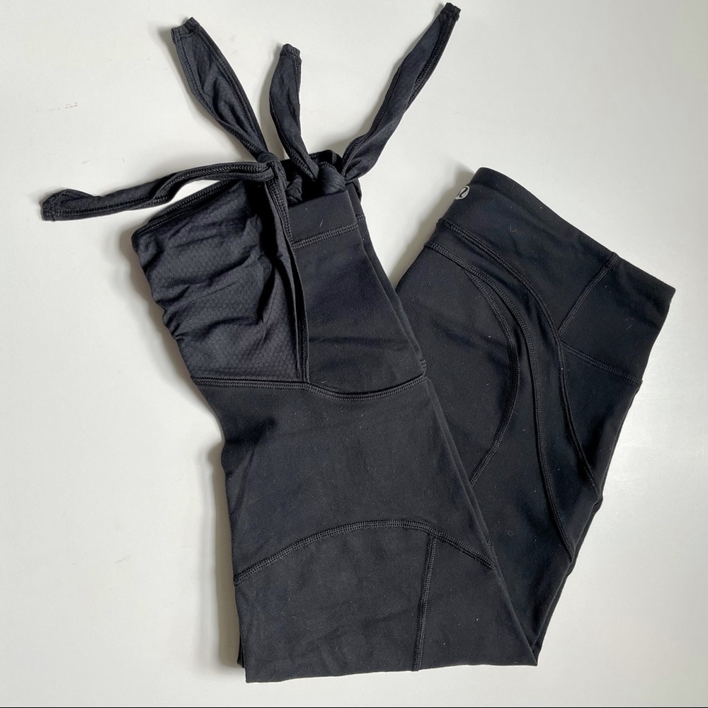 Lululemon Black Capris with tie detail. Size 8